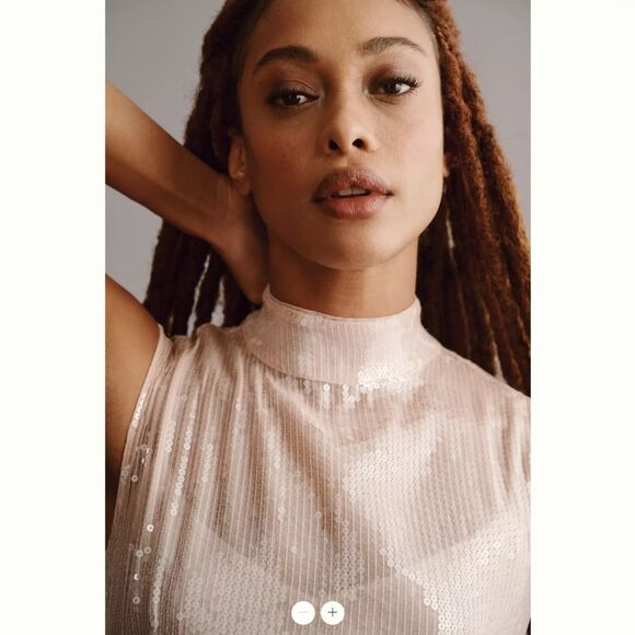 Anthropologie Cap-Sleeve Mock-Neck Slim Midi Dress - Picture 4 of 4